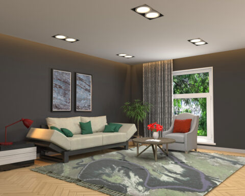 Interior of the living room. 3D illustration